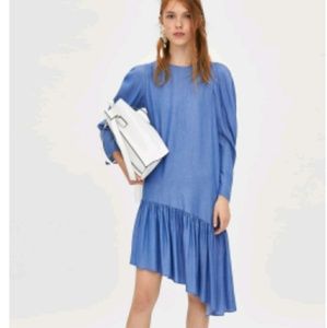 Zara Asymmetric ruffle dress long sleeve
